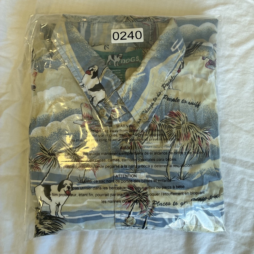 Big Dogs Shirt Mens Large Hawaiian Aloha Novelty Dog Plane Print Short Sleeve - Picture 9 of 9
